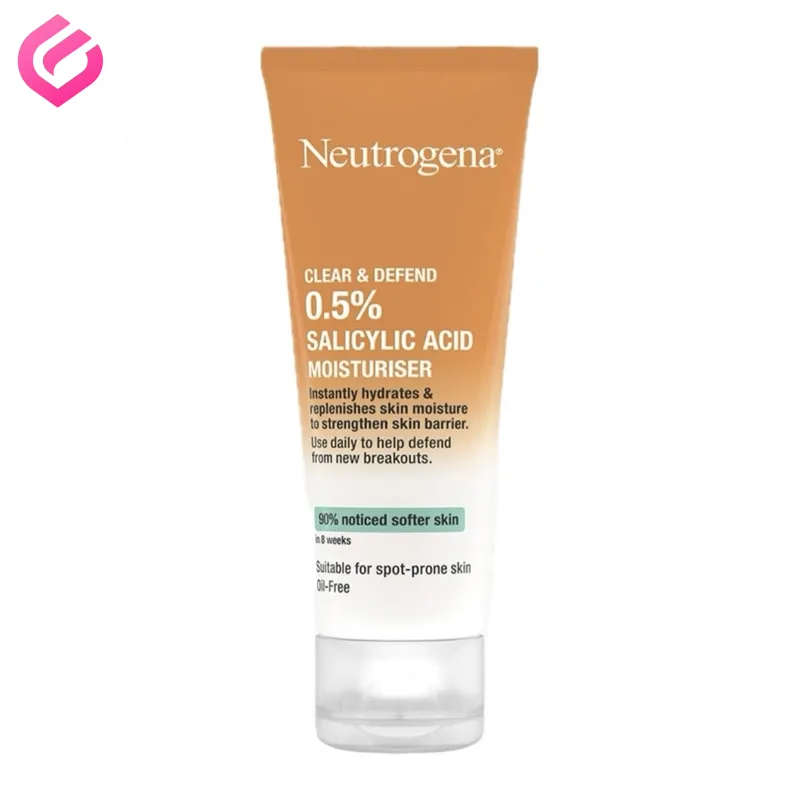 مرطوبکننده نوتروژینا کلیر اند دیفند با 0.5% اسید سالیسیلیک کرم مرطوبکننده نوتروژینا کلیر اند دیفند