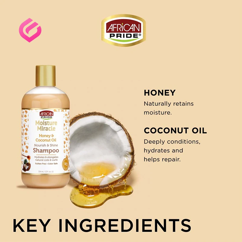 محتویات شامپو عسل و روغن نارگیل آفریکن پراید