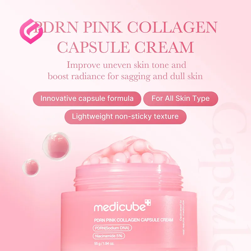 ویژگی های کرم سفت کننده و بازسازی پوست مدیکیوب PDRN Pink Collagen Capsule Cream